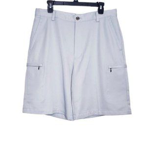 Izod Gray Perform X Golf Shorts Zipper Pockets 34